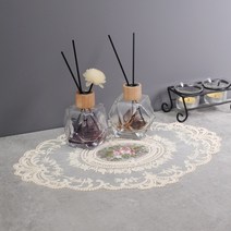 구디푸디 엔틱 레이스 플라워 자수 테이블 매트, 45xm x 32cm, 핑크