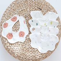 영유아 무형광 아기 턱받이 순면 신생아 턱받이 침받이, 토끼핑크