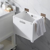 키밍 무타공 벽걸이 폴딩 빨래바구니 가정용 재활용분리수거함 빨래 다이소수건통 세탁 햄퍼, 화이트, 대형