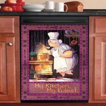 Kitchen Decor My Rules 재미있는 식기 세척기 자석 스티커 사용 가능한 홈 레스토랑 가전 냉장고 도어 커버 너비 58.4cm x 높이 66.0cm [관부가세 포