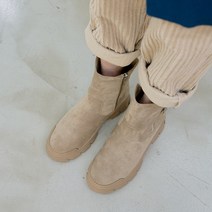 쁘띠초이 스웨이드부츠 니트 앵클부츠 굽4.0cm