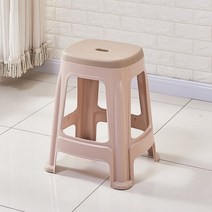 미끄럼 방지 플라스틱 의자 높은 의자 욕실 의자 야외용 간이 스툴, 대형 카키 [높이 46cm]