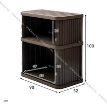 이동식창고 간이 전원주택 창고 옥상 2단 수납장 소형, 2층 105cm 1050V 브라운