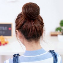 프롬더핸드 똥머리 승무원 가채 올림머리 쪽머리 가발, 1개, 브라운