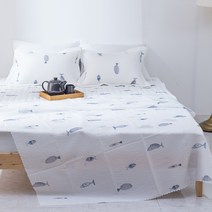 허니베딩 파스텔 피쉬 시원한시어서커 여름 홑이불 (SS/Q) 2색택1, 파스텔피쉬 여름홑겹이불-와인(SS)