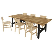 이케아 6인용 식탁세트 SKOGSTA 스콕스타 테이블+의자6 아카시아나무/아카시아나무 235x100 cm