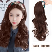 HUAYA 합성 긴 OMBRE 골든 하프 머리띠 가발 헤어 밴드 자연 익스텐션 물결 모양의 피스 블랙/화이트 여성을위한, AT49-2-33