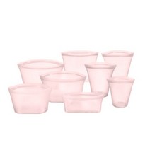 8PCS 실리콘 식품 수납 가방 재사용 가능한 스탠드 업 지퍼 Shut 백 누출 방지 용기 신선한 포장 지 플락, 03 Pink-8Pc kit