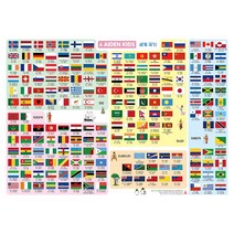 [세계국기벽보] 에이든 키즈 세계국기189개 국기 A3 사이즈 flag 어린이 유아 여행 세계 보기 벽보