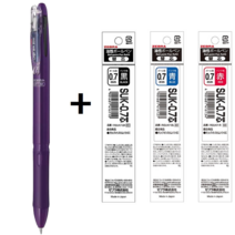 제브라 클립온 슬림 소프트 3색(0.7mm) + 리필 CLIP-ON SLIM SOFT 3C B3AZ14, SLIM SOFT 3C 다크퍼플(DPU) + 리필