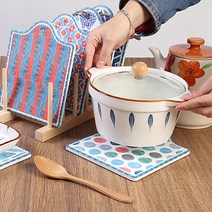 북유럽 주방 도자기 냄비받침 타일 장식 코르크 바닥 인테리어 답례품 선물, M