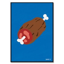 Bon appetit - 어릴때부터 꿈꾼 만화 고기 2 Bond St. 작가 귀여운 식당 카페 인테리어 음식 그림 액자, 매트 골드 알루미늄 프레임