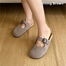 [멜팅브라운] 여성 데일리 스웨이드 뮬 슬리퍼 버클 블로퍼