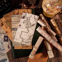 빈티지 다꾸 배경지 세트 vol 5 세계지도 영수증 메뉴 레트로 귀여운 메모지 예쁜 페이퍼, 01.책자 스크랩