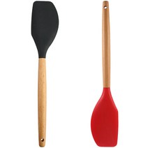 실리콘 우드핸들 알뜰주걱 나무스푼 스파츌라 주방용품 조리도구, 실리콘알뜰주걱 블랙