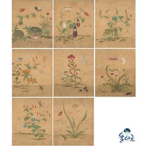 신사임당 초충도 8폭 병풍 꽃그림 민화그리기, 신사임당 초충도 8폭 병풍 (3), 고급 닥순지, A2(추천)