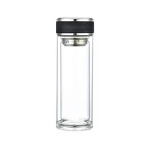 Shengye 이중 유리 방열 휴대용티보틀, 블랙, 280ml