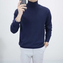 로코비전 남성 목폴라 니트 캐시미어 터틀넥 오버핏 부드러운 스웨터