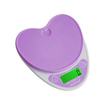 디지털 방식으로 5kg/1g 사랑스러운 심장 모양 부엌 음식 무게 전자 균형 가늠자, 자주색