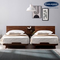 잉글랜더 바우 멀바우 호텔 트윈 침대+협탁1EA Sweet Slumber 9존 필로우탑 매트-SS+SS, 매트포함SS+SS+협탁1EA, 멀바우브라운+매트(화이트)