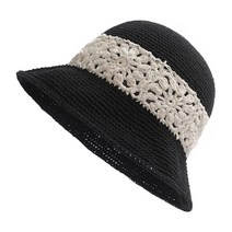 ZLYC 여성용 겨울 버킷 모자 패션 니트 클로슈 단색 따뜻한 크로셰 캡 믹스 로즈 587525, Crochet Black