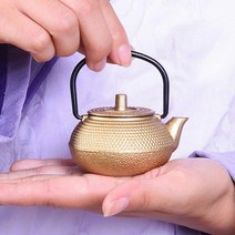ST SHOP 미니 주전자 주방 Tetsubin 차 커피 포트 무쇠 유지 차 냄비, 골든, 1개
