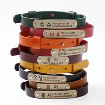 가죽 인식표 강아지 목걸이 고양이 이름표 NEW레더베이직, 둥근체, 옐로우