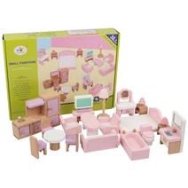 Montheria 어린이 원목 하우스 욕실 주방 미니 DIY 하우스 인형집 소품 인형가구 A598-23, YLB-소가구22종세트
