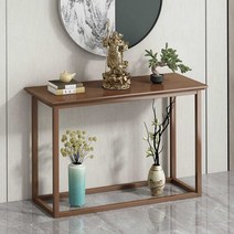 현관 슬림테이블 아일랜드 복도 콘솔 협탁 카페 원목, 브라운 하이텐드 길이 100x29x100