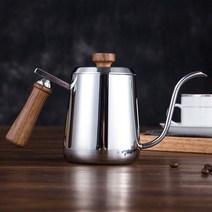 350ml 550ml 스테인레스 스틸 드립 주전자 커피 주전자 백조 목 드립 커피 차 주전자 나무 손잡이가있는 우유 거품 용기
