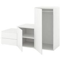 이케아 PLATSA 플랏사 옷장+도어2/서랍2 - 화이트/폰네스 화이트 180x57x123 cm