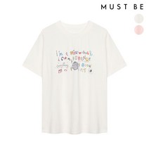 [머스트비] 여성 믹스 컬러 레터링 반팔 티셔츠