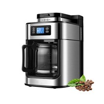 사무실 커피머신기 편의점 카페용 가정용 커피머신기 1000W 자동 커피 메이커 기계 콩 및 분말 2 in 1 신선, 01 Black_02 UK