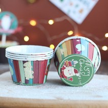 용기 미니 일회용 컵케익 베이킹컵 할로윈 패턴 종이 머핀컵 쿠킹컵, 종이컵 - 100 크리스마스 멀티컬러