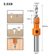 1pc 8mm 생크 hss 목공 카운터 싱크 드릴 비트 라우터 비트 카바이드 팁 나사 추출기 레몬 철거 목재 밀링 커터, 3.5X8