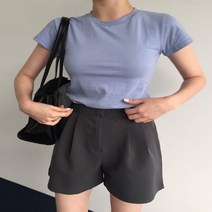 옷자락 [옷자락] 여자 파스텔 톤다운 솔리드 기본 반팔티