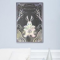 ix896-나전칠기토끼일러스트 중형메탈액자 올리브/2타입