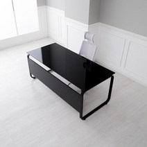 아트박스/티에스퍼니처 데임 강화유리 A형 책상 1200x600, 블랙프레임/유리(블랙)