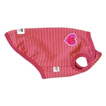 유앤펫 강아지옷 와펜 스트라이프 나시 티셔츠 실내복 중형견 대형견옷, 로제핑크