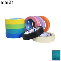 컬러풀 종이 마스킹 테이프 화지 내열도 잔사 안남는 건축 도장 페인팅 수채화 실리콘 락카 시공 아이보리 블랙 핑크 보라 종류선택 1개, 종이 마스킹테이프 바다색 15mm x 40M