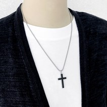 스타일썸 블랙크로스 남자 십자가 펜던트 써지컬스틸 체인 목걸이