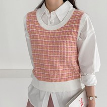 오오엘 여성용 체크 유넥 조끼