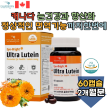 캐나다산 성인남녀 연세 많으신 분 눈 건강 혈행 개선 도움 베타카로틴 아연 루테인 루체인 최대 함유량 500mg x 60정 약 2개월 분량 비타민A 비타민E 좋은 먹는 추천 파는곳