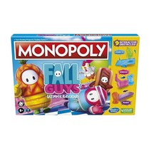 MONOPOLY Fall Guys 얼티밋 녹아웃 에디션 보드 게임 만 8세 이상 플레이어용 닷지 인터랙티브 장애물 녹아웃 다이 포함