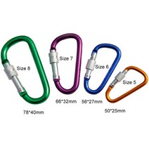 실내암벽등반 클라이밍초크 암벽등반장비 알루미늄 합금 카라비너 D-링 키 체인 클립 캠핑 링 스냅 후크, 04 4Pcs Size 8