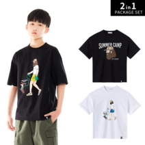 고스트리퍼블릭 주니어 주니어 캠핑앤 도그워커 2PACK 오버핏 반팔 티셔츠 JT-J3204206_pkg