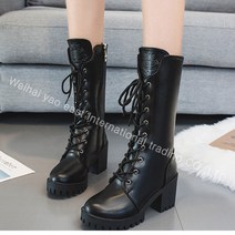 티피 가을 워커 통굽 미들 부츠 둥근머리 장화