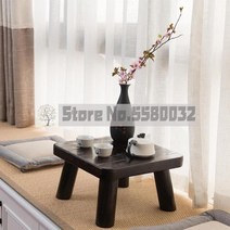 2인 식탁 홈 창가 베란다 카페 테이블 단단한 나무 베이 창 일본식 골동품 티 침대 낮은 캐주얼 거실, 35cm35cm20cm