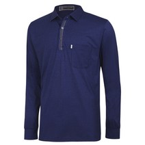 파파브로 남성 간절기 국내제작 긴팔 카라넥 티셔츠 IU-KAA-NB57-네이비