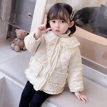 여아동 퀄팅 프릴카라 누빔 깔깔이 공주 자매룩 패딩 유치원생